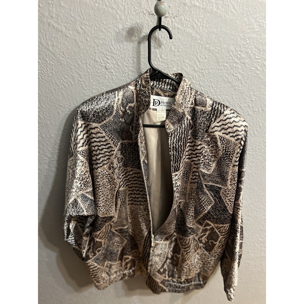 Da-Rue of California USA Top Retro Silky Long Sleeve‎ Jacket Size 8 Vintage